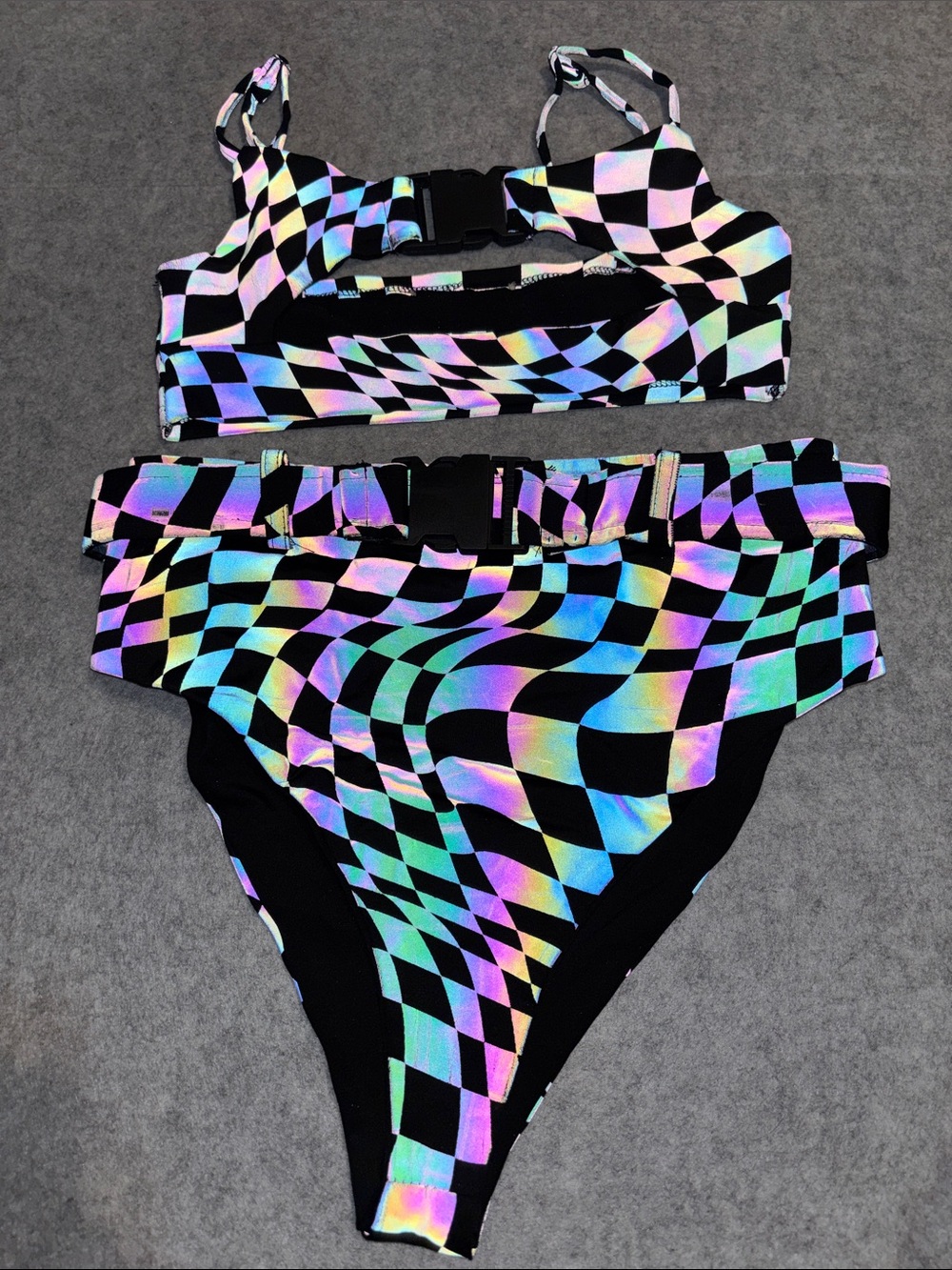 iHeartRaves Rainbow Reflective Checkered Racer Rave Set